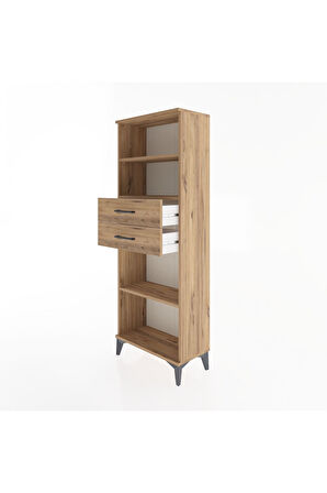 Arges Dolap 3 Raflı 2 Çekmeceli 60x30x163 Çam-Çam