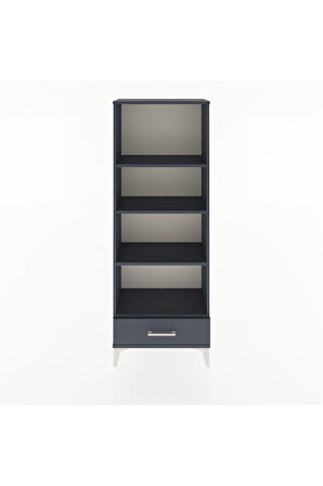 Arges Dolap 4 Raflı Tek Çekmeceli 60x30x163 Antrasit-Antrasit