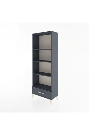 Arges Dolap 4 Raflı Tek Çekmeceli 60x30x163 Antrasit-Antrasit