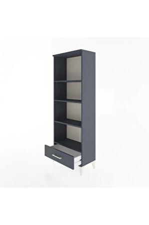 Arges Dolap 4 Raflı Tek Çekmeceli 60x30x163 Antrasit-Antrasit