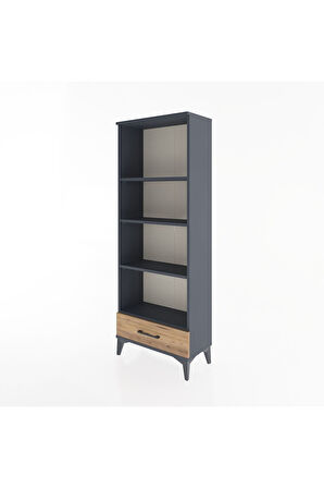 Arges Dolap 4 Raflı Tek Çekmeceli 60x30x163 Antrasit-Çam