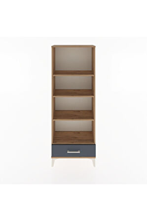 Arges Dolap 4 Raflı Tek Çekmeceli 60x30x163 Çam-Antrasit