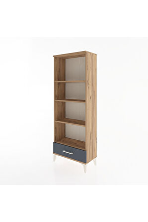 Arges Dolap 4 Raflı Tek Çekmeceli 60x30x163 Çam-Antrasit