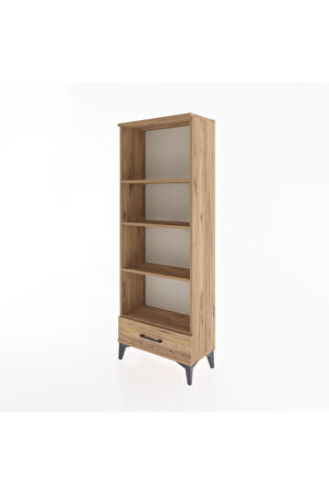 Arges Dolap 4 Raflı Tek Çekmeceli 60x30x163 Çam-Çam