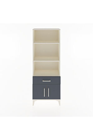 Arges Dolap 3 Raflı Tek Çekmeceli 2 Kapaklı 60x30x163 Aytaşı-Antrasit