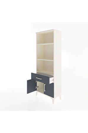 Arges Dolap 3 Raflı Tek Çekmeceli 2 Kapaklı 60x30x163 Aytaşı-Antrasit