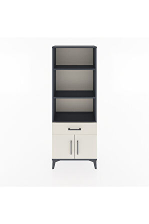 Arges Dolap 3 Raflı Tek Çekmeceli 2 Kapaklı 60x30x163 Antrasit-Aytaşı