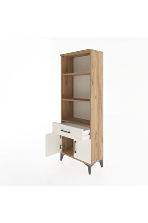 Arges Dolap 3 Raflı Tek Çekmeceli 2 Kapaklı 60x30x163 Çam-Aytaşı