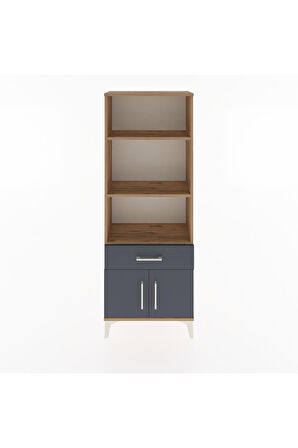 Arges Dolap 3 Raflı Tek Çekmeceli 2 Kapaklı 60x30x163 Çam-Antrasit