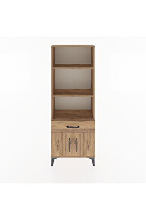Arges Dolap 3 Raflı Tek Çekmeceli 2 Kapaklı 60x30x163 Çam-Çam