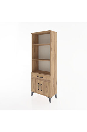 Arges Dolap 3 Raflı Tek Çekmeceli 2 Kapaklı 60x30x163 Çam-Çam