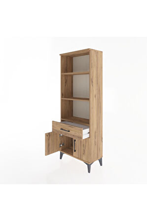 Arges Dolap 3 Raflı Tek Çekmeceli 2 Kapaklı 60x30x163 Çam-Çam