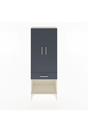 Arges Dolap 3 Raflı Tek Çekmeceli 2 Kapaklı 60x30x163 Aytaşı-Antrasit