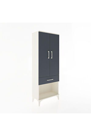 Arges Dolap 3 Raflı Tek Çekmeceli 2 Kapaklı 60x30x163 Aytaşı-Antrasit