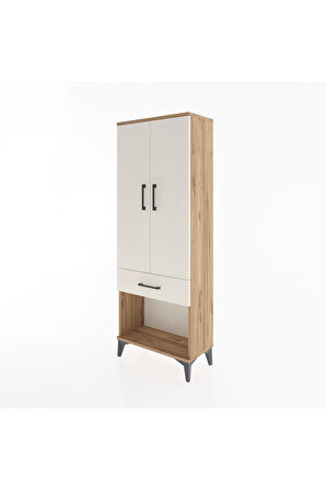 Arges Dolap 3 Raflı Tek Çekmeceli 2 Kapaklı 60x30x163 Çam-Aytaşı