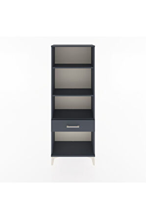 Arges Dolap 3 Raflı Tek Çekmeceli 60x30x163 Antrasit-Antrasit