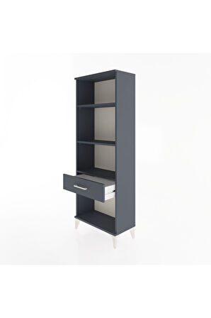 Arges Dolap 3 Raflı Tek Çekmeceli 60x30x163 Antrasit-Antrasit
