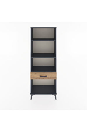 Arges Dolap 3 Raflı Tek Çekmeceli 60x30x163 Antrasit-Çam