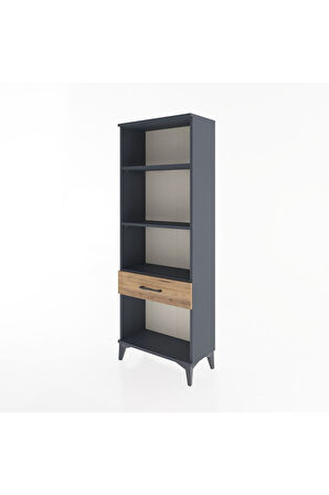 Arges Dolap 3 Raflı Tek Çekmeceli 60x30x163 Antrasit-Çam