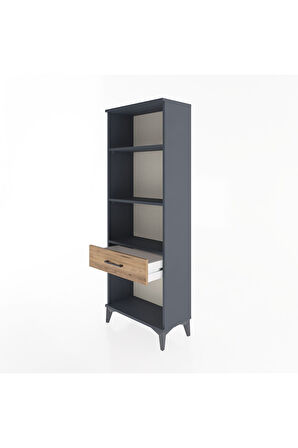 Arges Dolap 3 Raflı Tek Çekmeceli 60x30x163 Antrasit-Çam