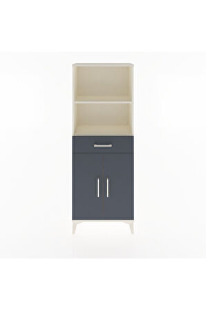 Arges Dolap 3 Raflı Tek Çekmeceli 2 Kapaklı 60x30x163 Aytaşı-Antrasit