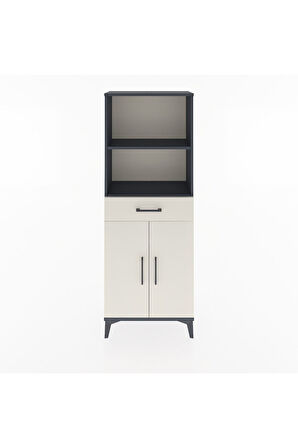 Arges Dolap 3 Raflı Tek Çekmeceli 2 Kapaklı 60x30x163 Antrasit-Aytaşı