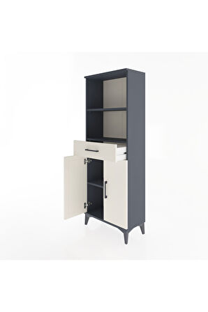Arges Dolap 3 Raflı Tek Çekmeceli 2 Kapaklı 60x30x163 Antrasit-Aytaşı