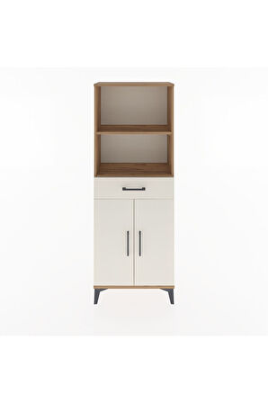 Arges Dolap 3 Raflı Tek Çekmeceli 2 Kapaklı 60x30x163 Çam-Aytaşı