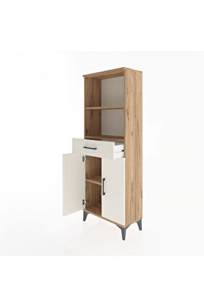 Arges Dolap 3 Raflı Tek Çekmeceli 2 Kapaklı 60x30x163 Çam-Aytaşı