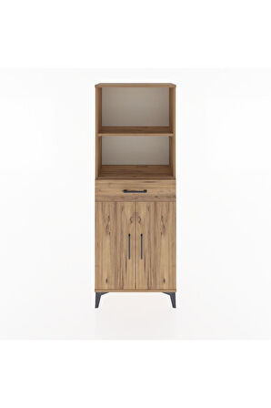 Arges Dolap 3 Raflı Tek Çekmeceli 2 Kapaklı 60x30x163 Çam-Çam