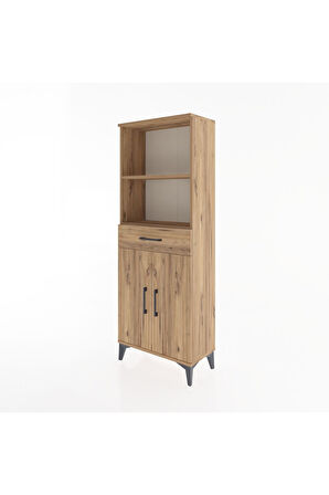 Arges Dolap 3 Raflı Tek Çekmeceli 2 Kapaklı 60x30x163 Çam-Çam
