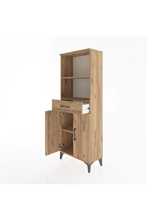 Arges Dolap 3 Raflı Tek Çekmeceli 2 Kapaklı 60x30x163 Çam-Çam