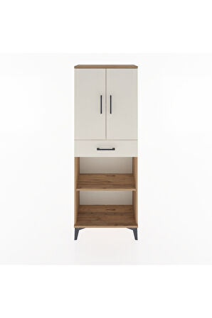 Arges Dolap 3 Raflı Tek Çekmeceli 2 Kapaklı 60x30x163 Çam-Aytaşı