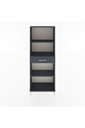 Arges Dolap 3 Raflı Tek Çekmeceli 60x30x163 Antrasit-Antrasit