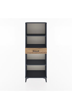 Arges Dolap 3 Raflı Tek Çekmeceli 60x30x163 Antrasit-Çam