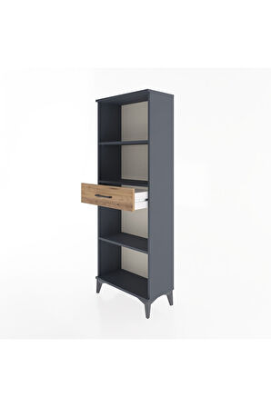 Arges Dolap 3 Raflı Tek Çekmeceli 60x30x163 Antrasit-Çam