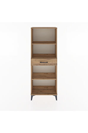 Arges Dolap 3 Raflı Tek Çekmeceli 60x30x163 Çam-Çam