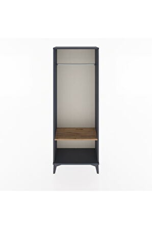 Arges Dolap Tek Raflı Kapaklı Tek Askılı 60x30x163 Antrasit-Çam