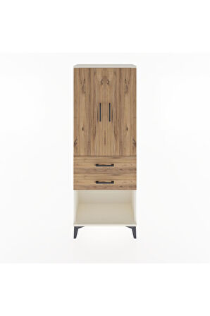 Arges Dolap Tek Raflı 2 Çekmeceli Tek Askılı 60x30x163 Aytaşı-Çam