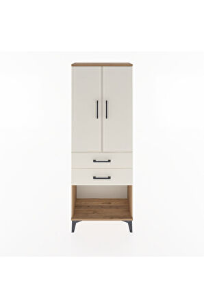 Arges Dolap Tek Raflı 2 Çekmeceli Tek Askılı 60x30x163 Çam-Aytaşı