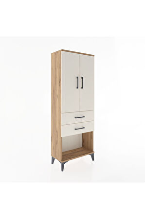 Arges Dolap Tek Raflı 2 Çekmeceli Tek Askılı 60x30x163 Çam-Aytaşı