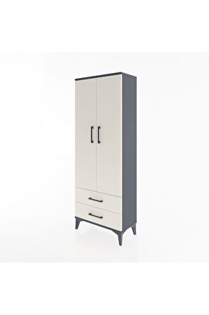 Arges Dolap Tek Raflı 2 Çekmeceli Tek Askılı 60x30x163 Antrasit-Aytaşı