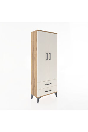 Arges Dolap Tek Raflı 2 Çekmeceli Tek Askılı 60x30x163 Çam-Aytaşı