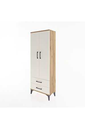 Arges Dolap Tek Raflı 2 Çekmeceli Tek Askılı 60x30x163 Çam-Aytaşı