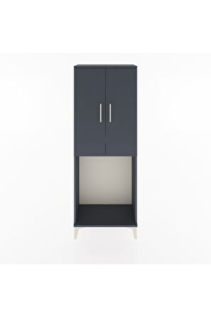 Arges Dolap Tek Raflı 2 Kapaklı Tek Askılı 60x30x163 Antrasit-Antrasit