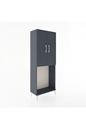 Arges Dolap Tek Raflı 2 Kapaklı Tek Askılı 60x30x163 Antrasit-Antrasit