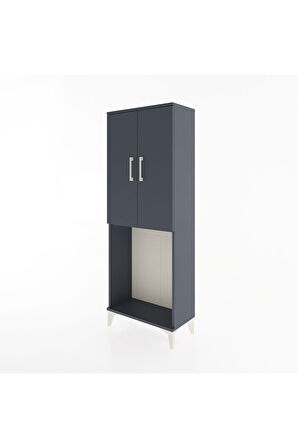 Arges Dolap Tek Raflı 2 Kapaklı Tek Askılı 60x30x163 Antrasit-Antrasit