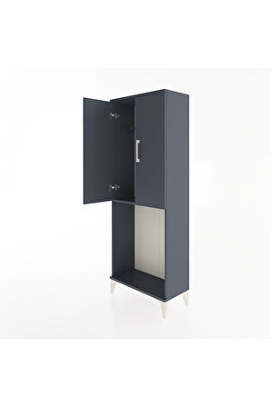 Arges Dolap Tek Raflı 2 Kapaklı Tek Askılı 60x30x163 Antrasit-Antrasit