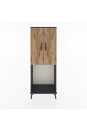 Arges Dolap Tek Raflı 2 Kapaklı Tek Askılı 60x30x163 Antrasit-Çam