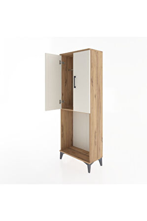 Arges Dolap Tek Raflı 2 Kapaklı Tek Askılı 60x30x163 Çam-Aytaşı